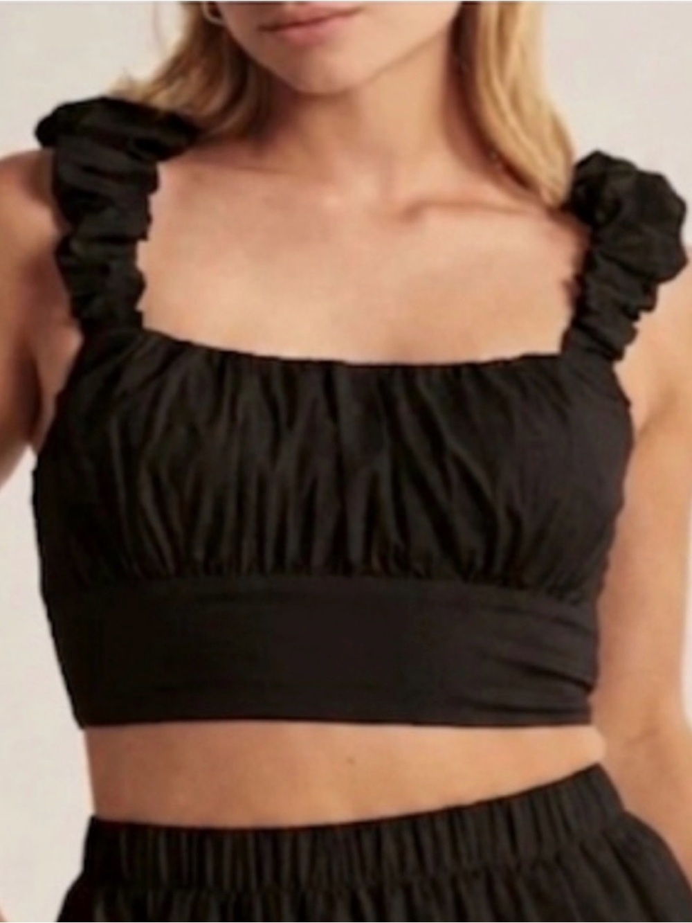 Abercrombie & Fitch Poplin Scrunch Strap Crop Top Y2K Black Small